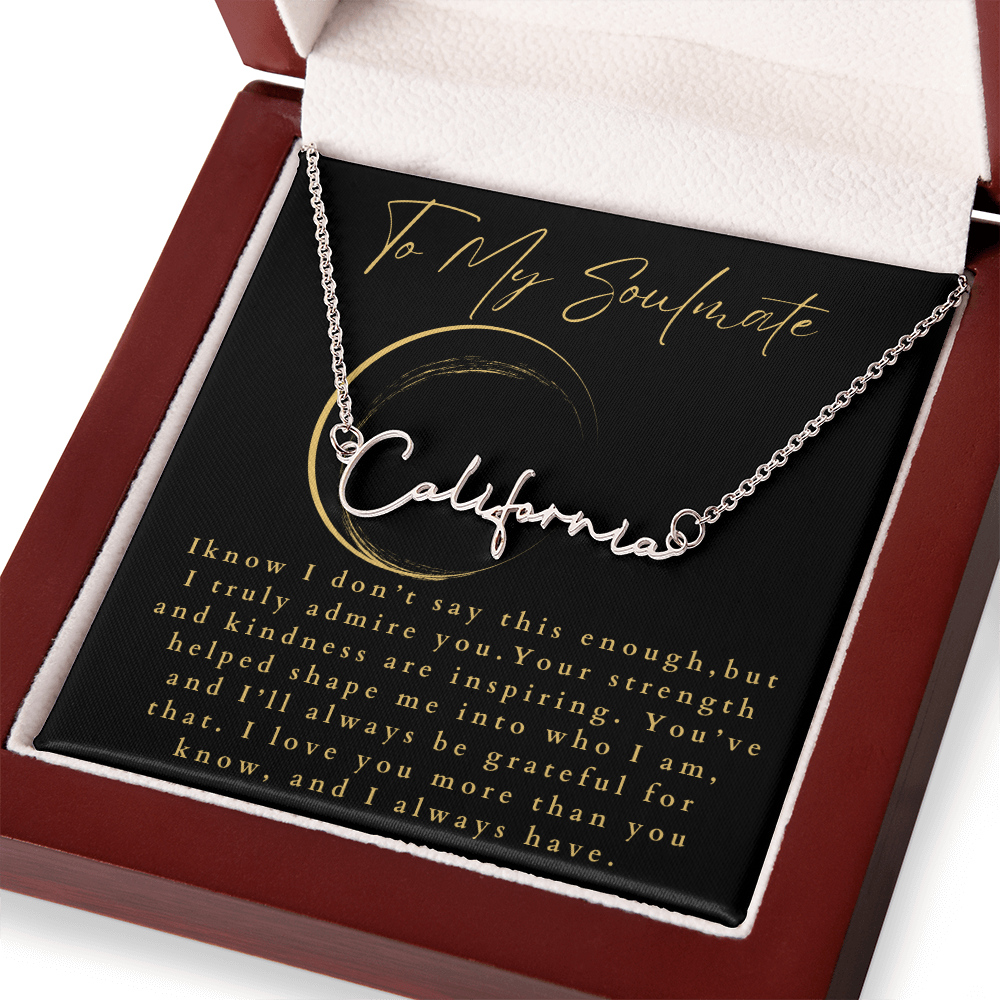 To My Soulmate Signature Name Necklace