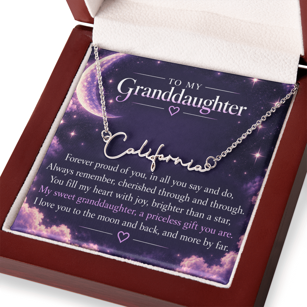 Proud Grandparent Signature Name Necklace