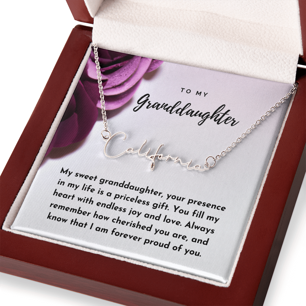 To My Granddaughter Signature Name Necklace