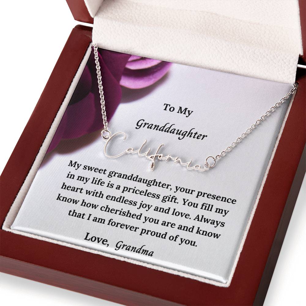 To My Granddaughter Signature Name Necklace