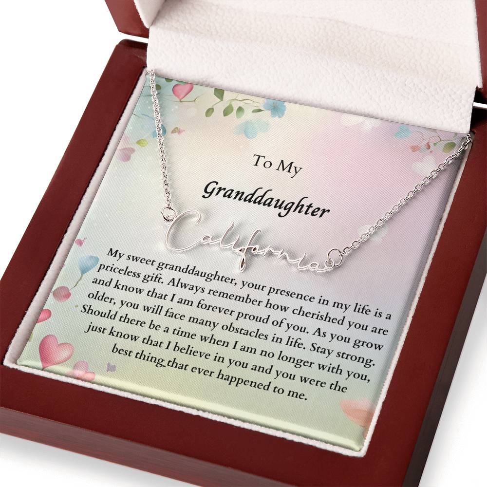 To My Granddaughter Signature Name Necklace