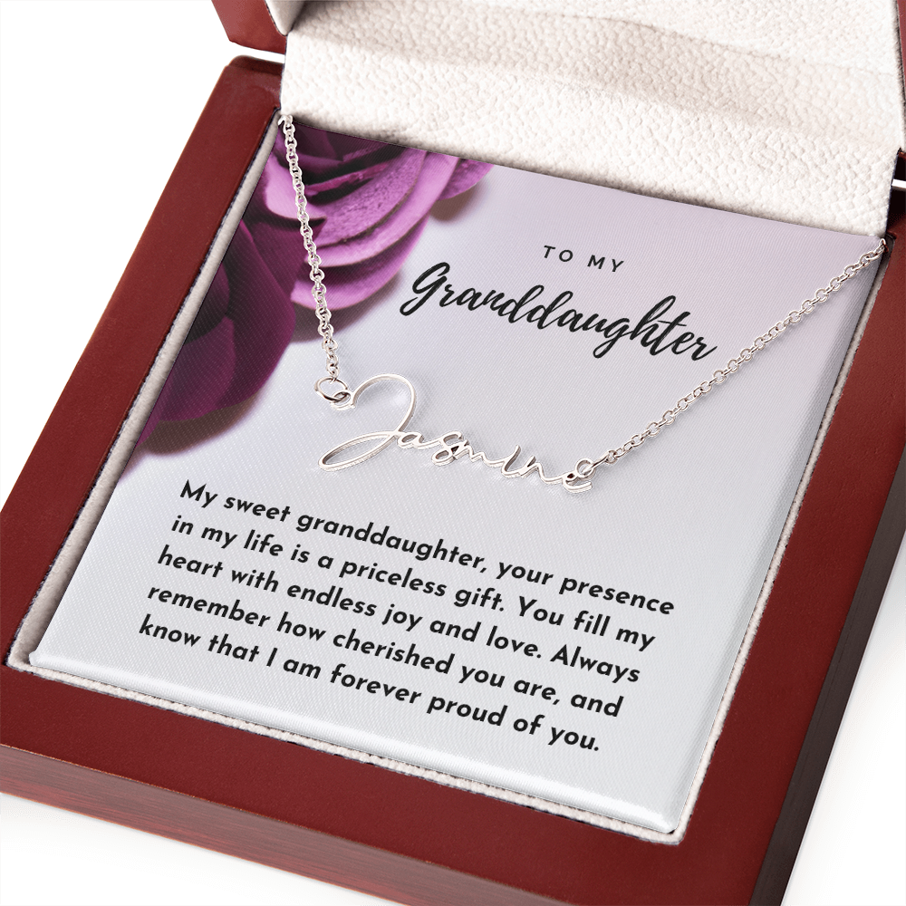 To My Granddaughter Signature Name Necklace