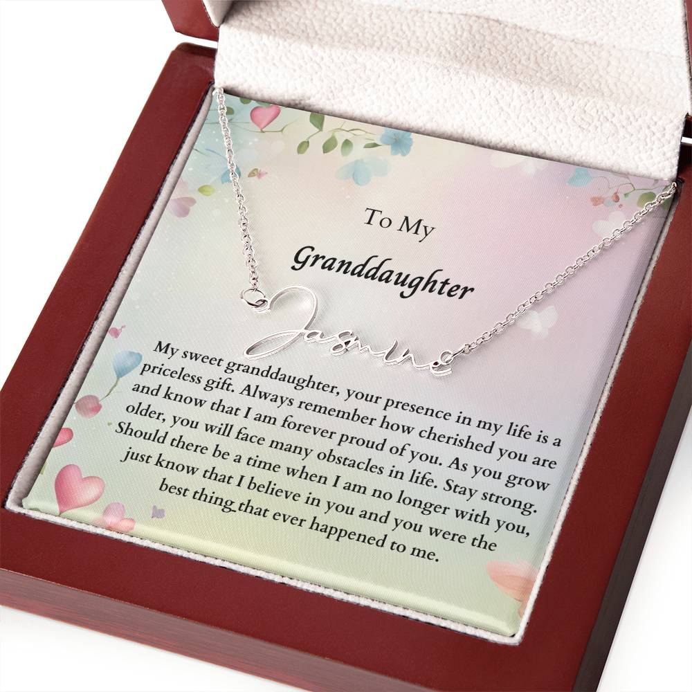 To My Granddaughter Signature Name Necklace