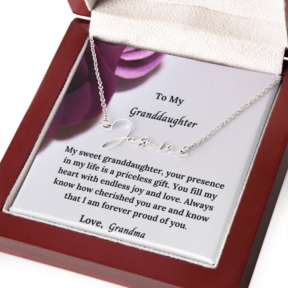 To My Granddaughter Signature Name Necklace