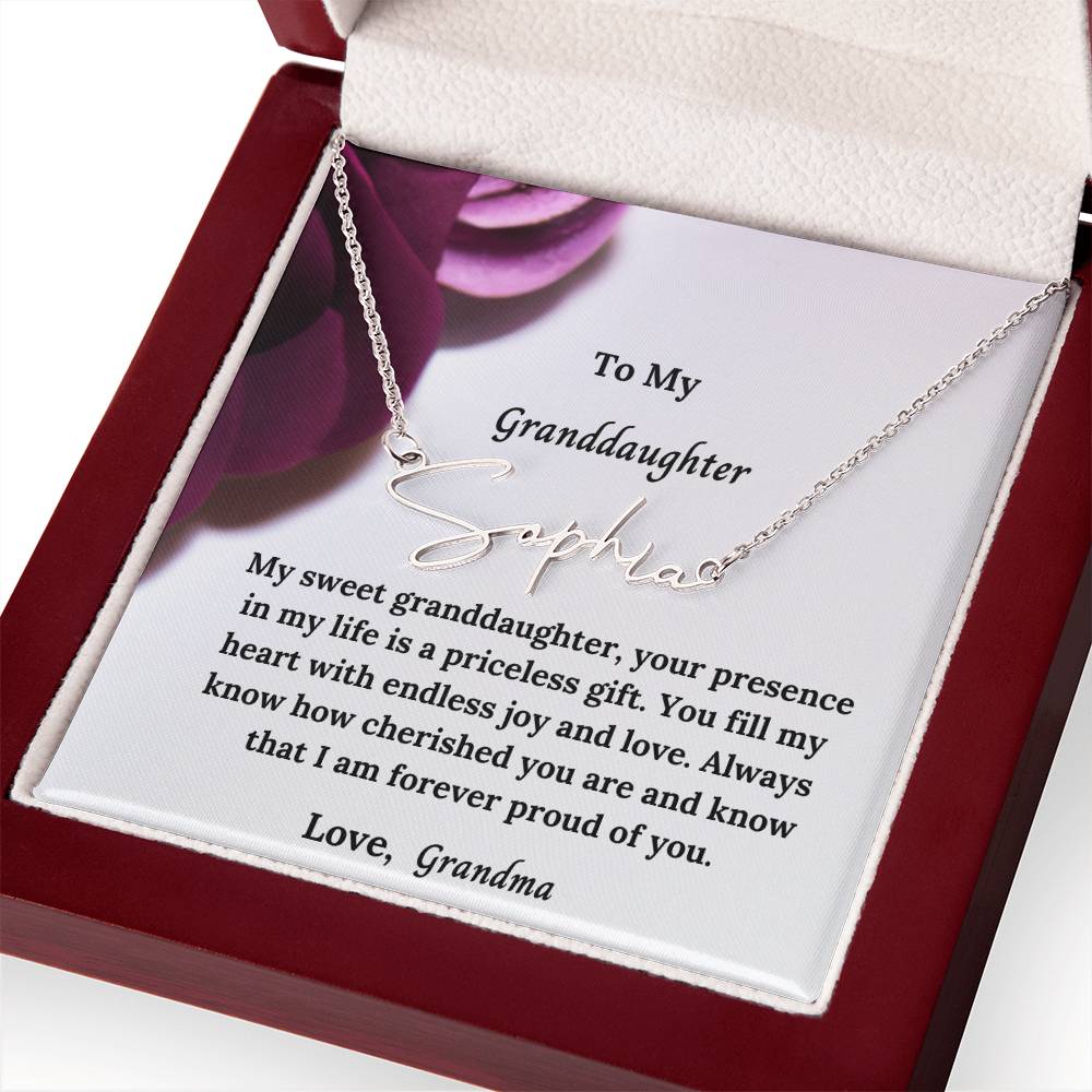 To My Granddaughter Signature Name Necklace