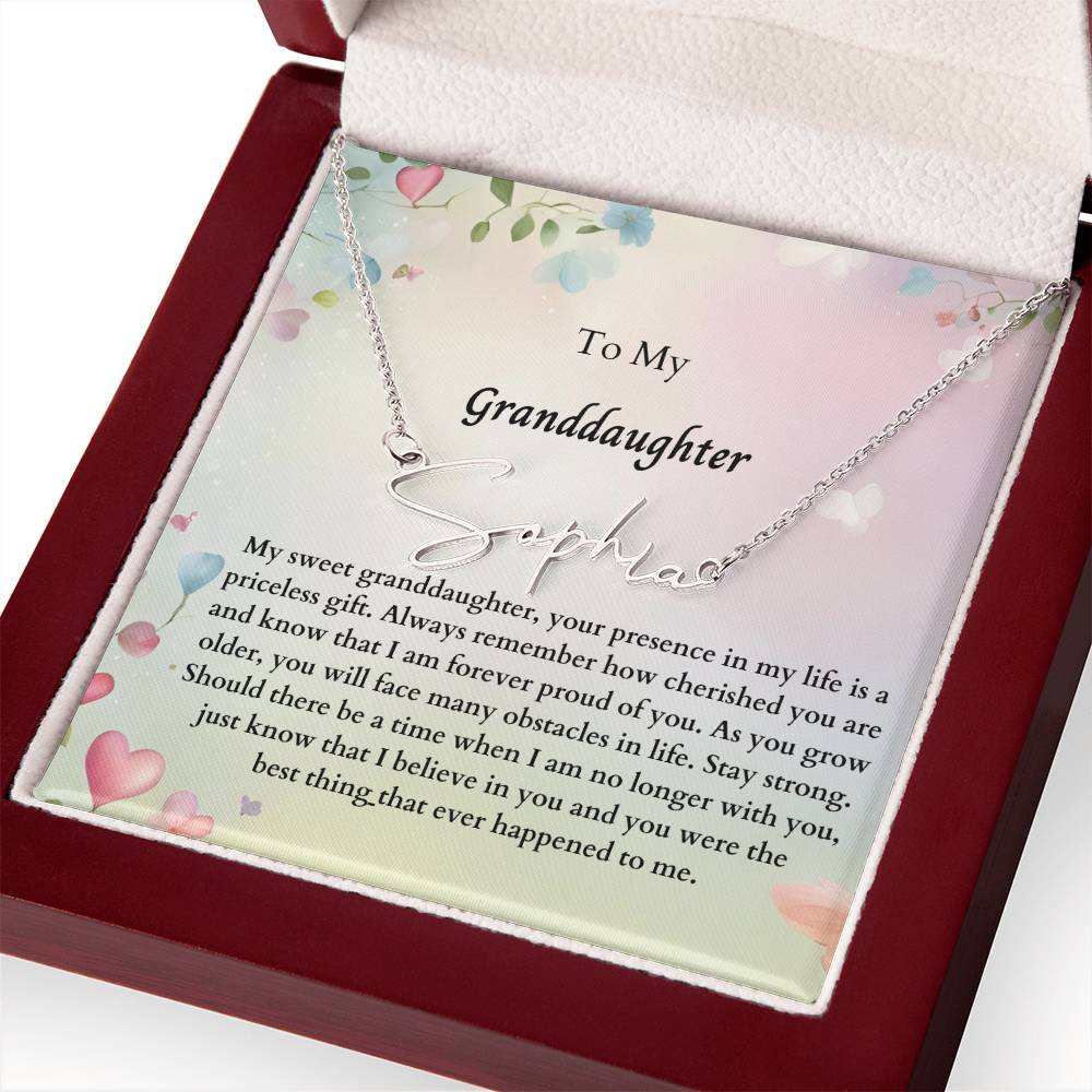 To My Granddaughter Signature Name Necklace