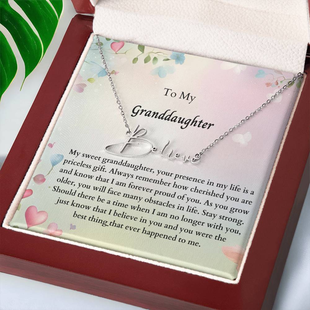 To My Granddaughter Signature Name Necklace