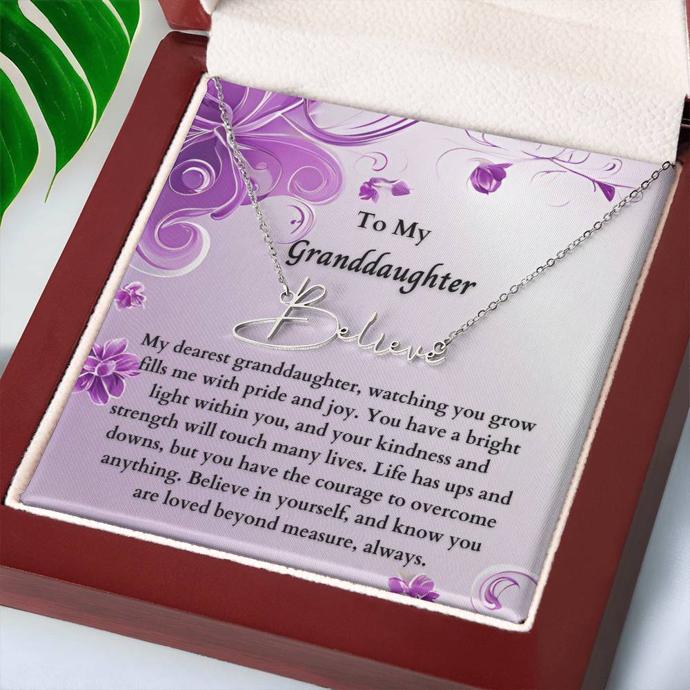 To My Granddaughter Signature Name Necklace