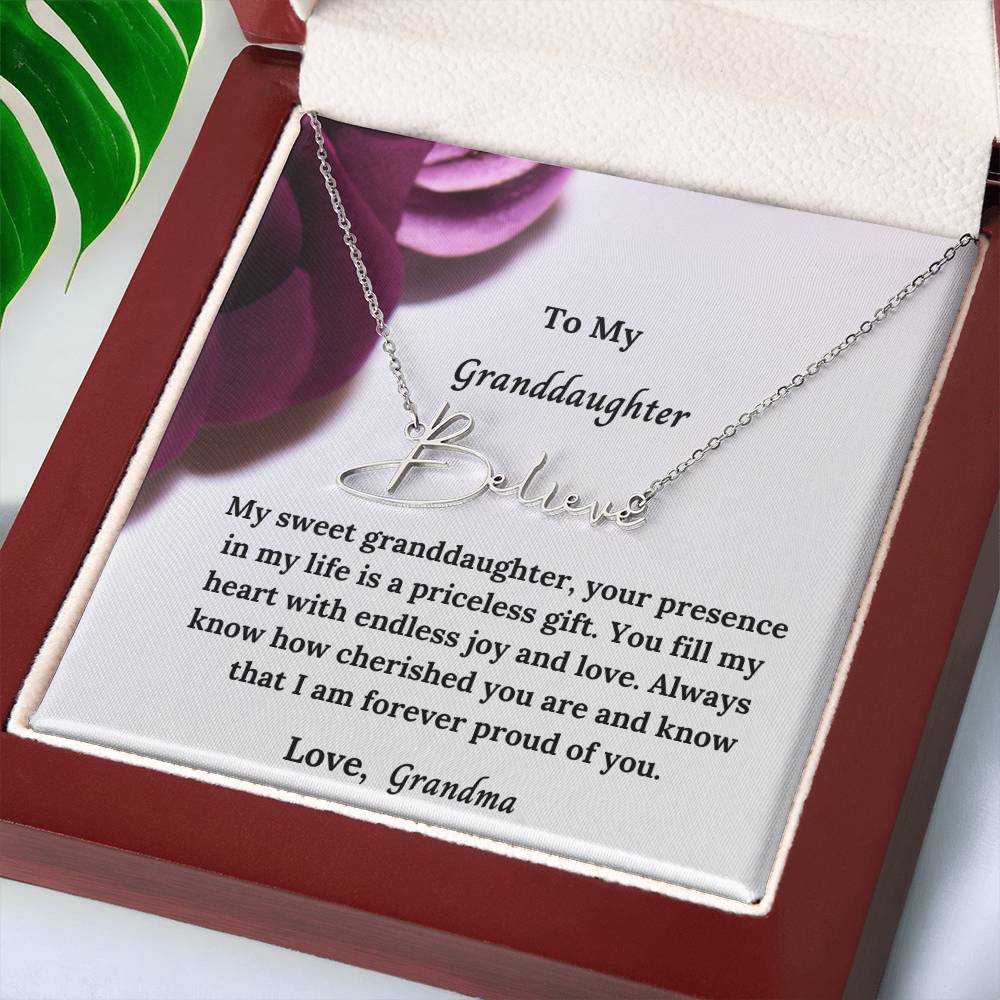 To My Granddaughter Signature Name Necklace