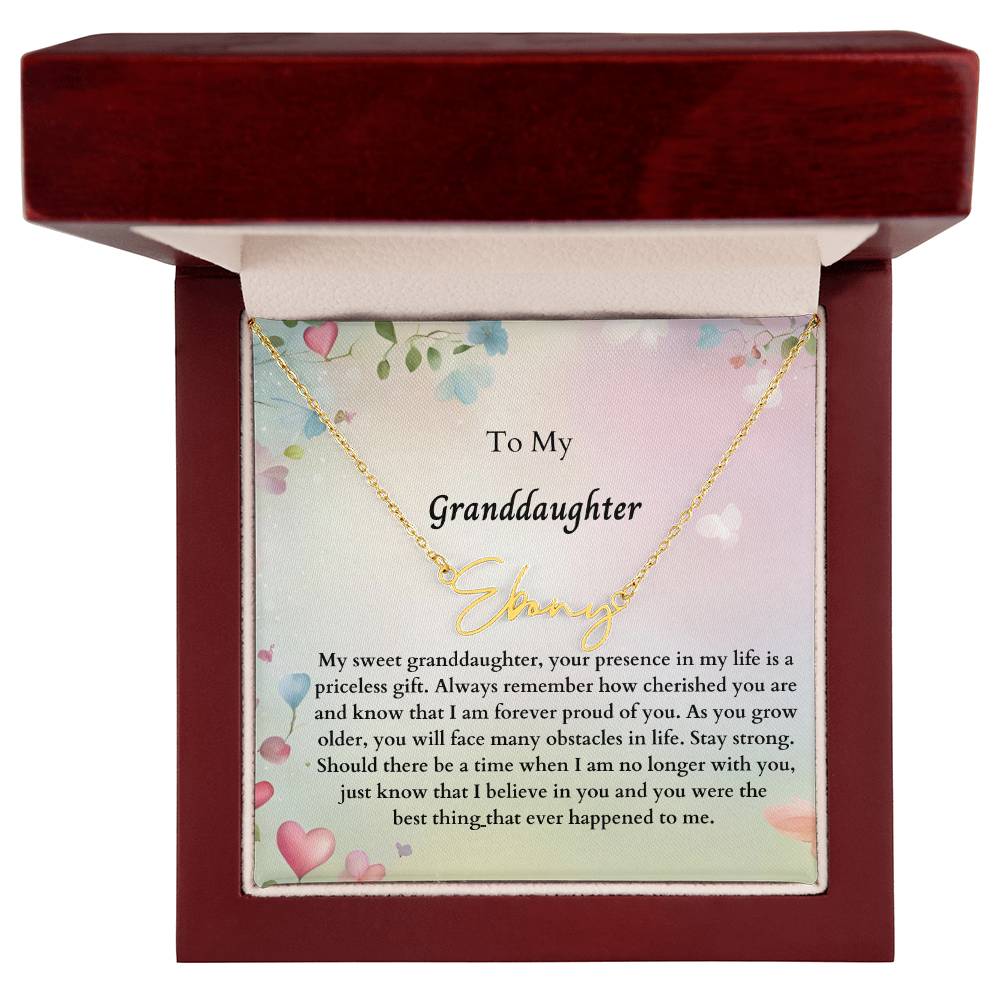 To My Granddaughter Signature Name Necklace