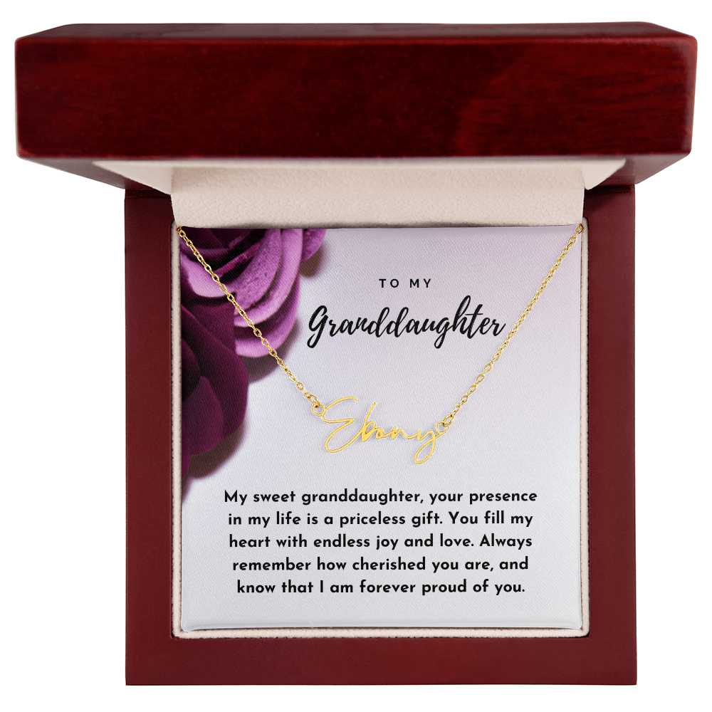 To My Granddaughter Signature Name Necklace