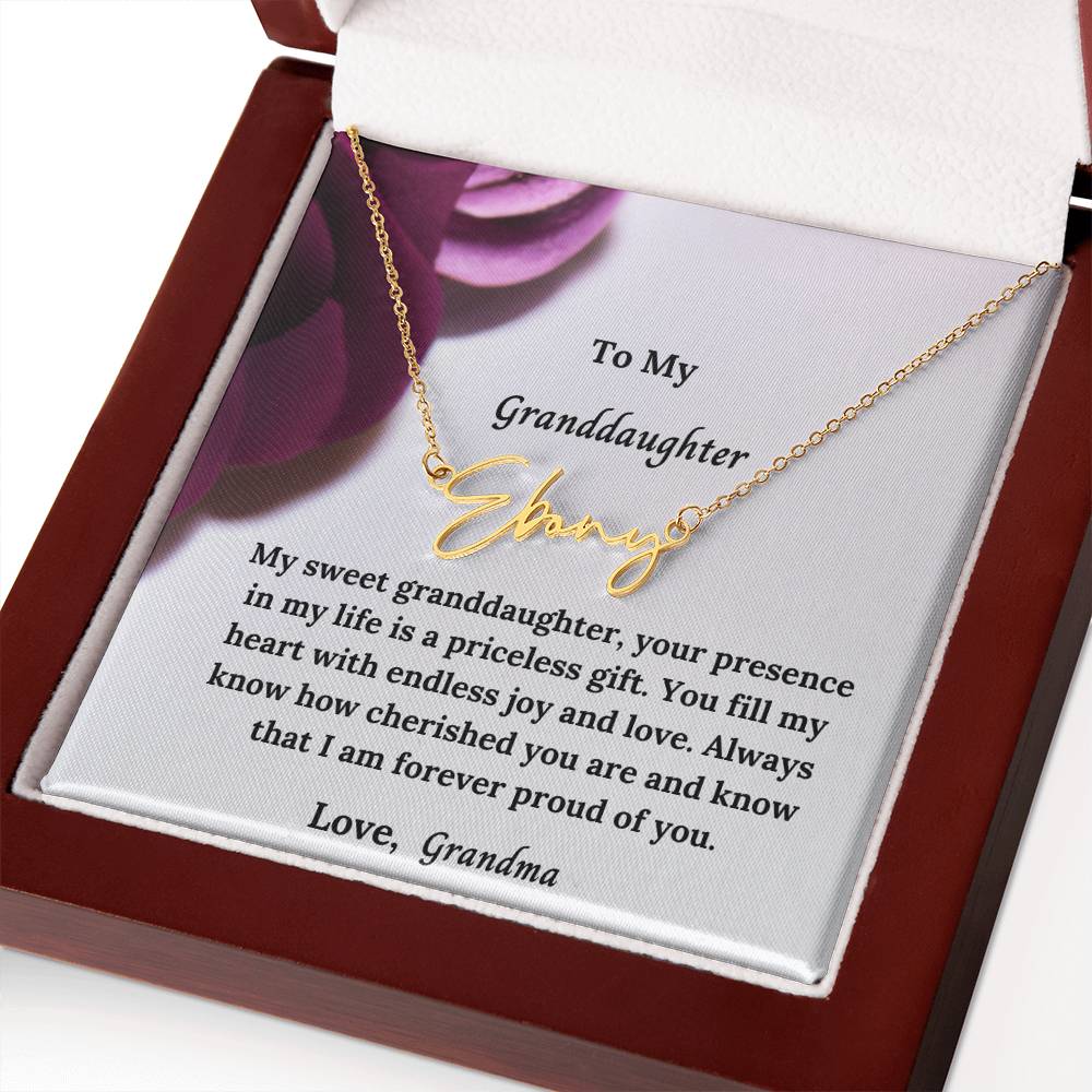 To My Granddaughter Signature Name Necklace