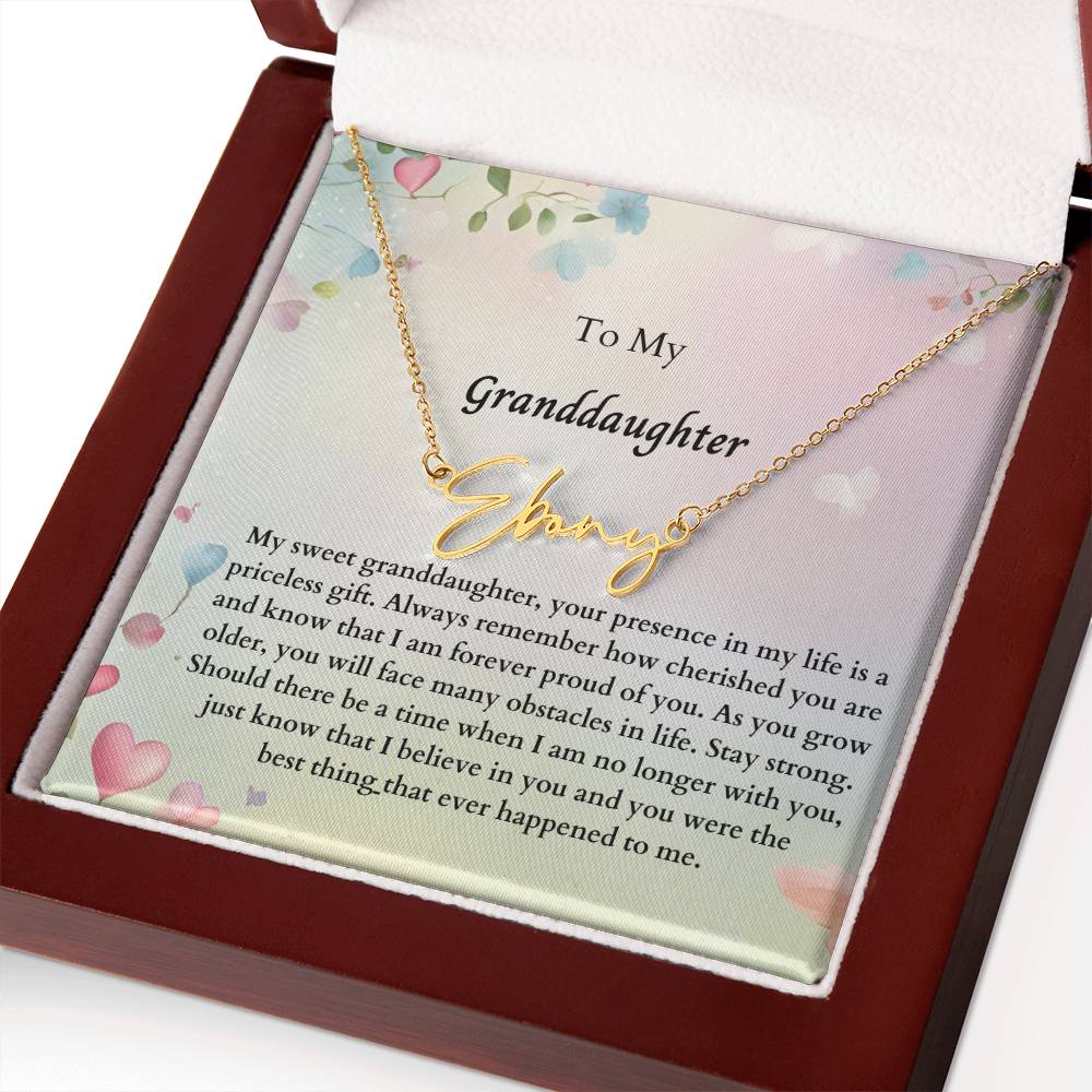 To My Granddaughter Signature Name Necklace