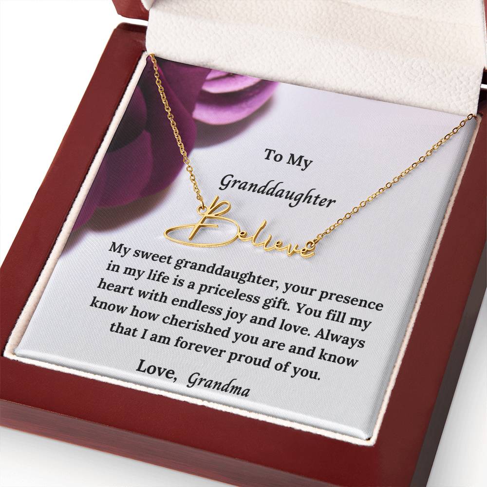 To My Granddaughter Signature Name Necklace