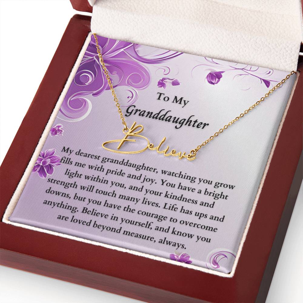 To My Granddaughter Signature Name Necklace