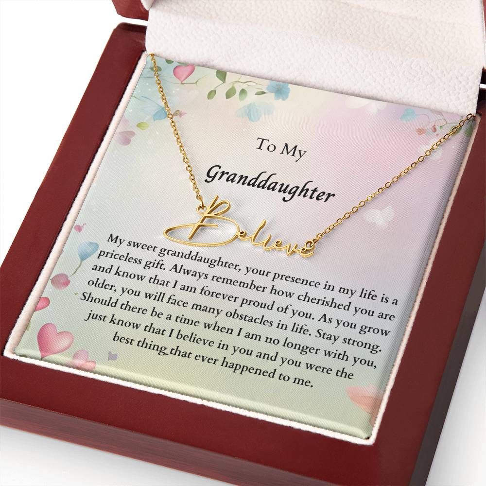 To My Granddaughter Signature Name Necklace