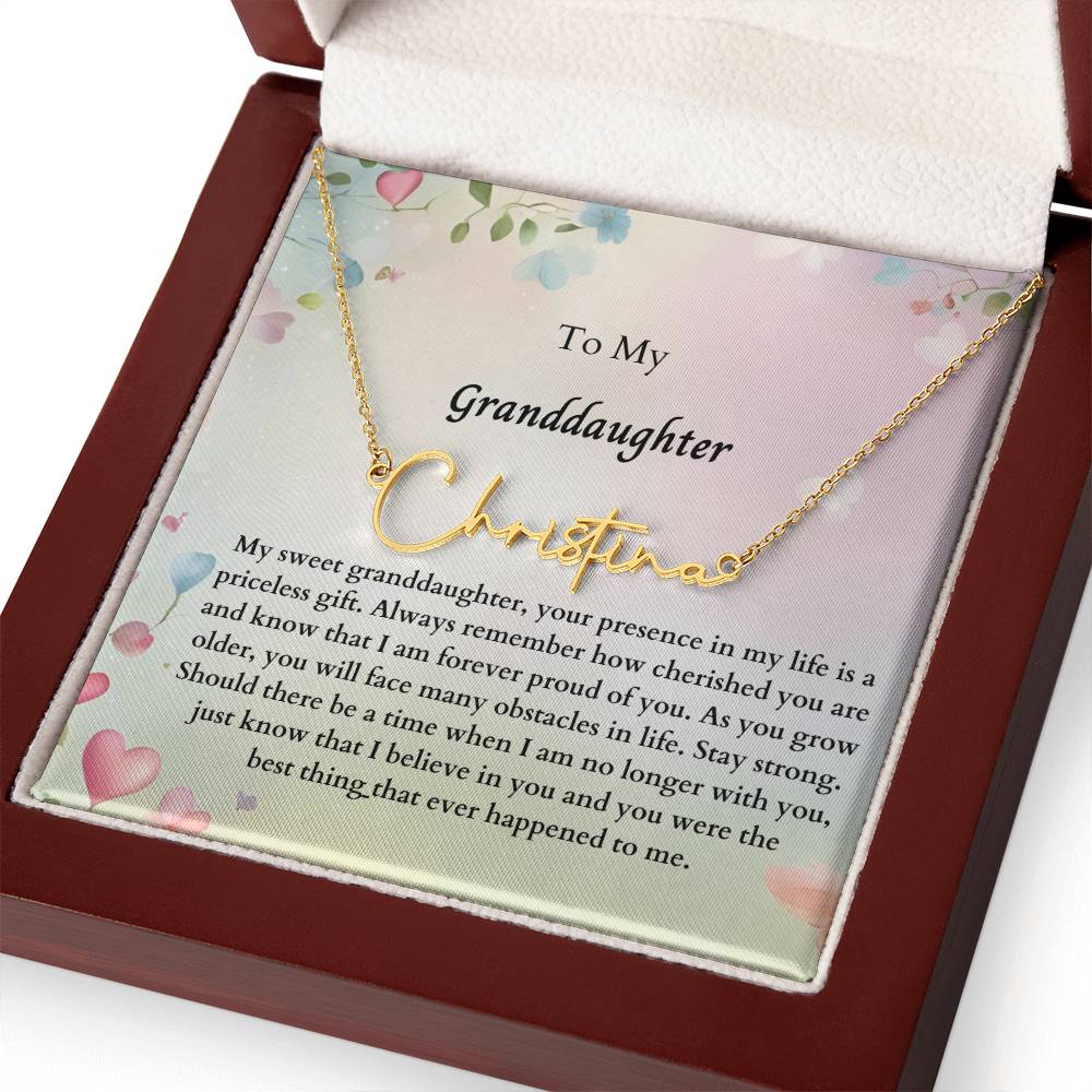 To My Granddaughter Signature Name Necklace