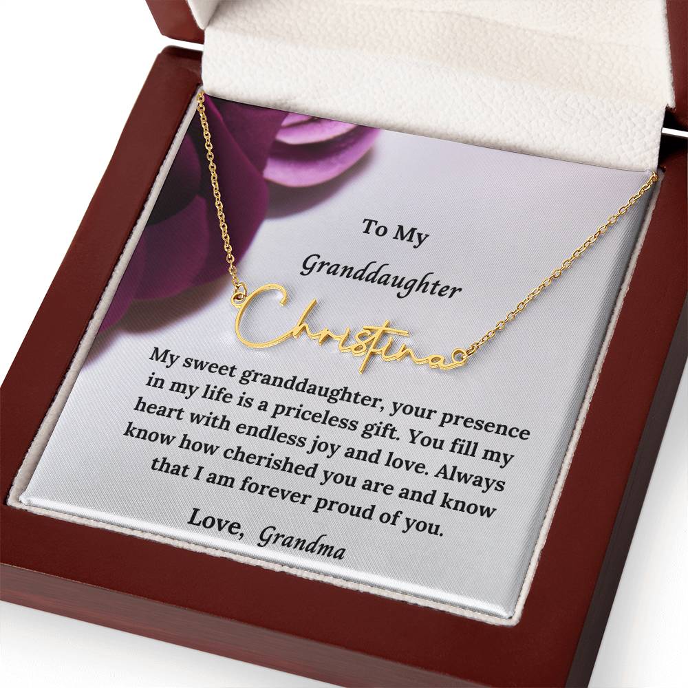 To My Granddaughter Signature Name Necklace