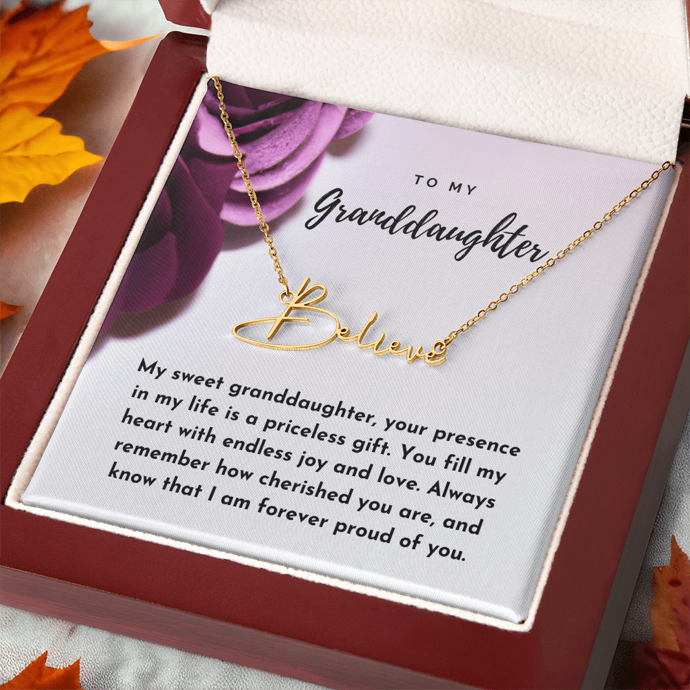 To My Granddaughter Signature Name Necklace