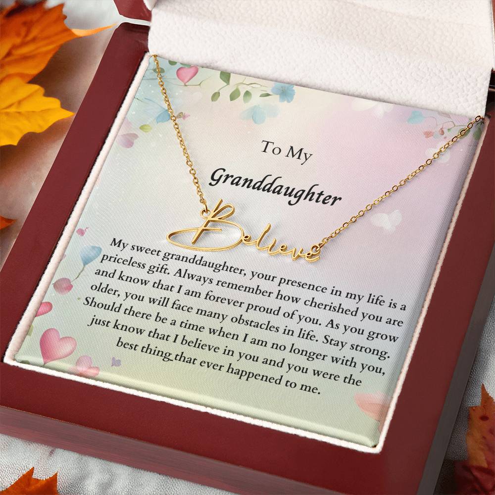 To My Granddaughter Signature Name Necklace