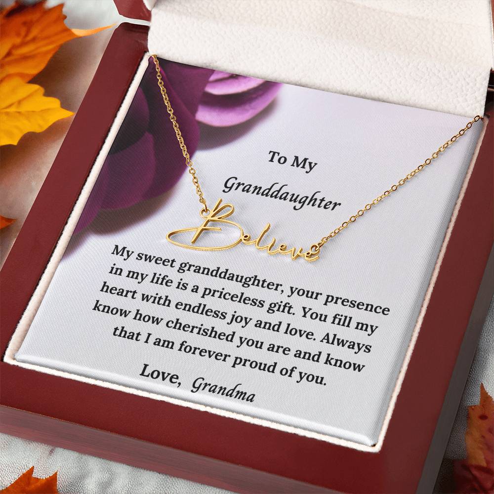 To My Granddaughter Signature Name Necklace