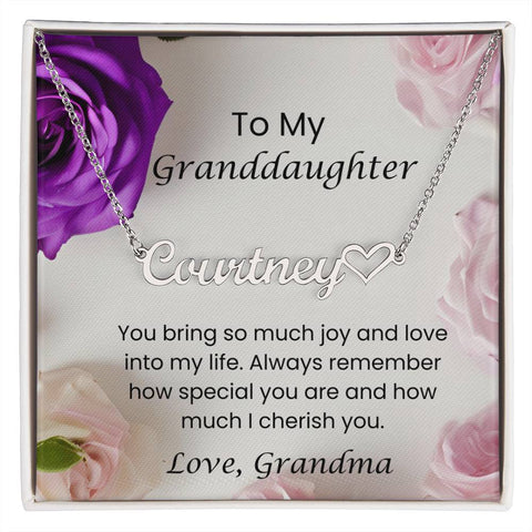 To My Granddaughter Heart Name Necklace