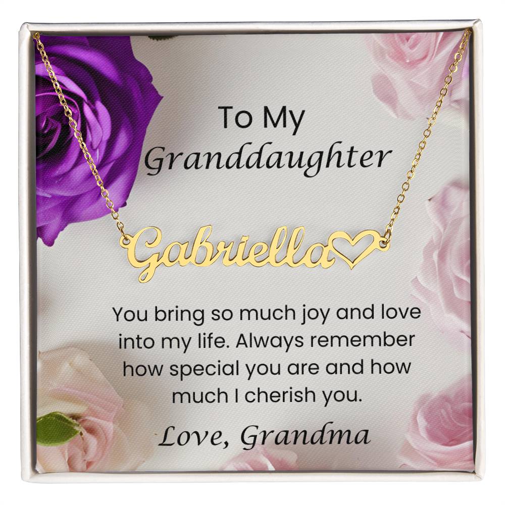 To My Granddaughter Heart Name Necklace