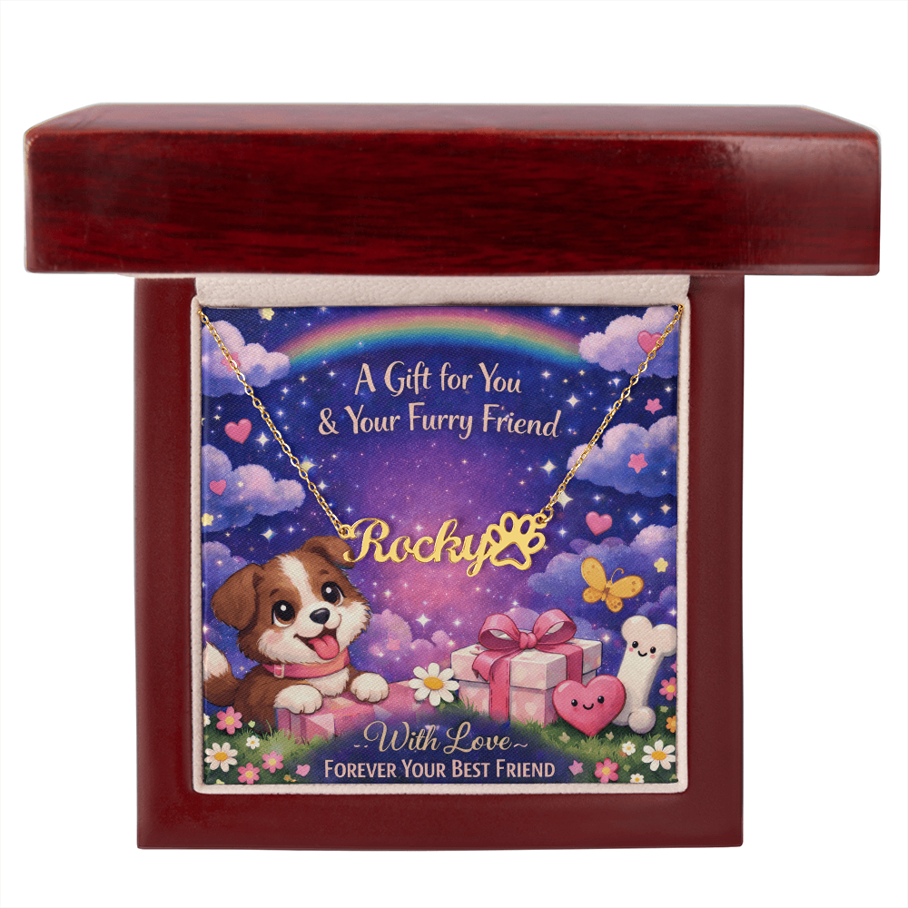 Dog Paw Print Name Necklace