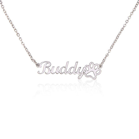 Paw Print Name Necklace