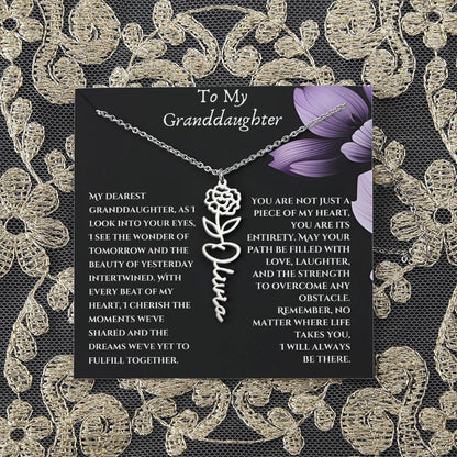To My Granddaughter Flower Name Necklace