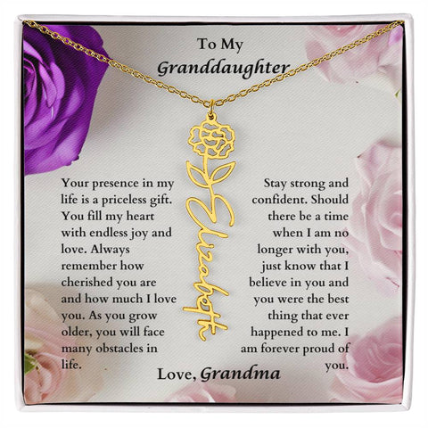 To My Granddaughter Flower Name Necklace