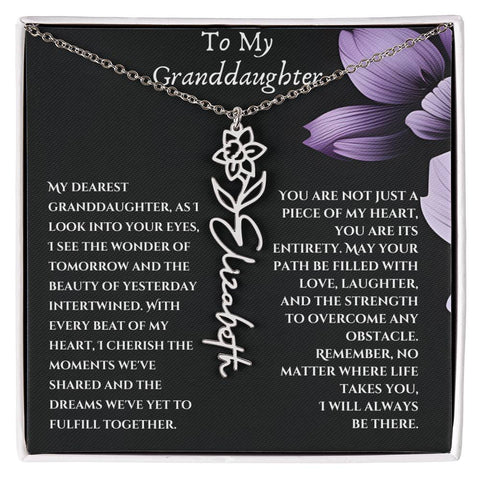 To My Granddaughter Flower Name Necklace