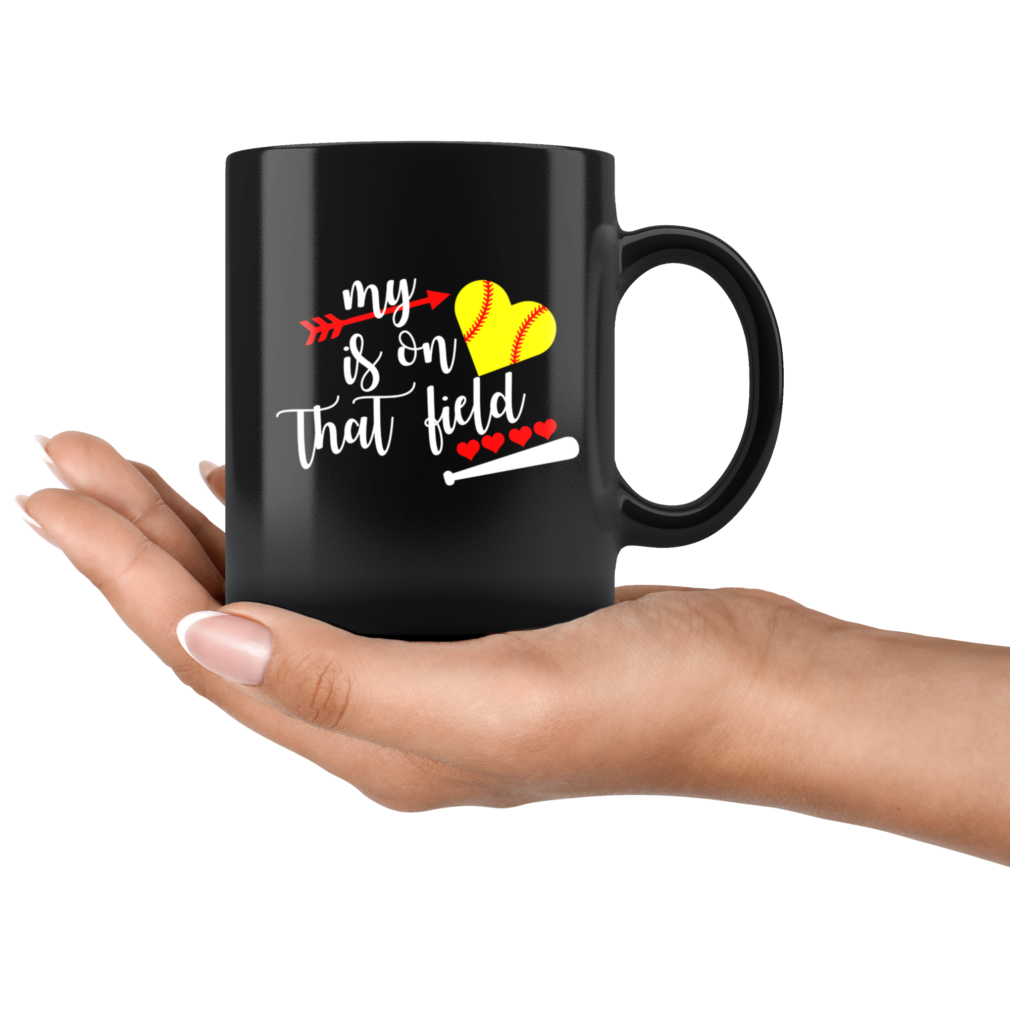 My Heart Is On That Field Softball Mug
