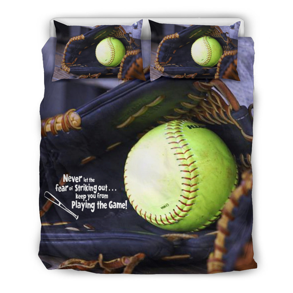 Softball Glove Duvet Cover and Pillow Case Set