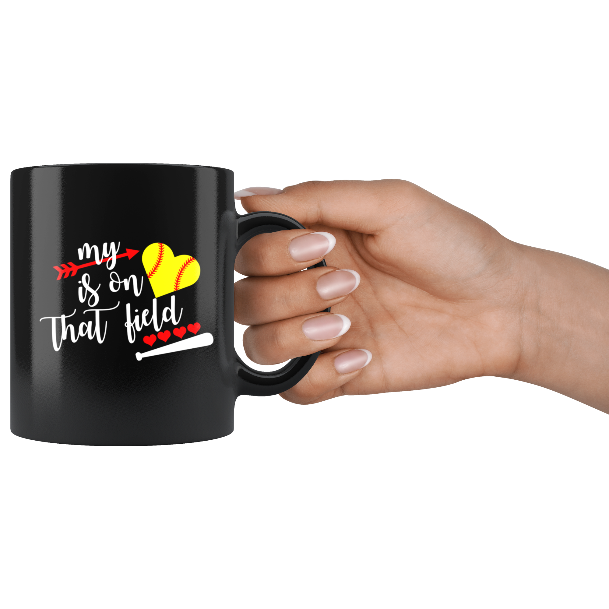 My Heart Is On That Field Softball Mug