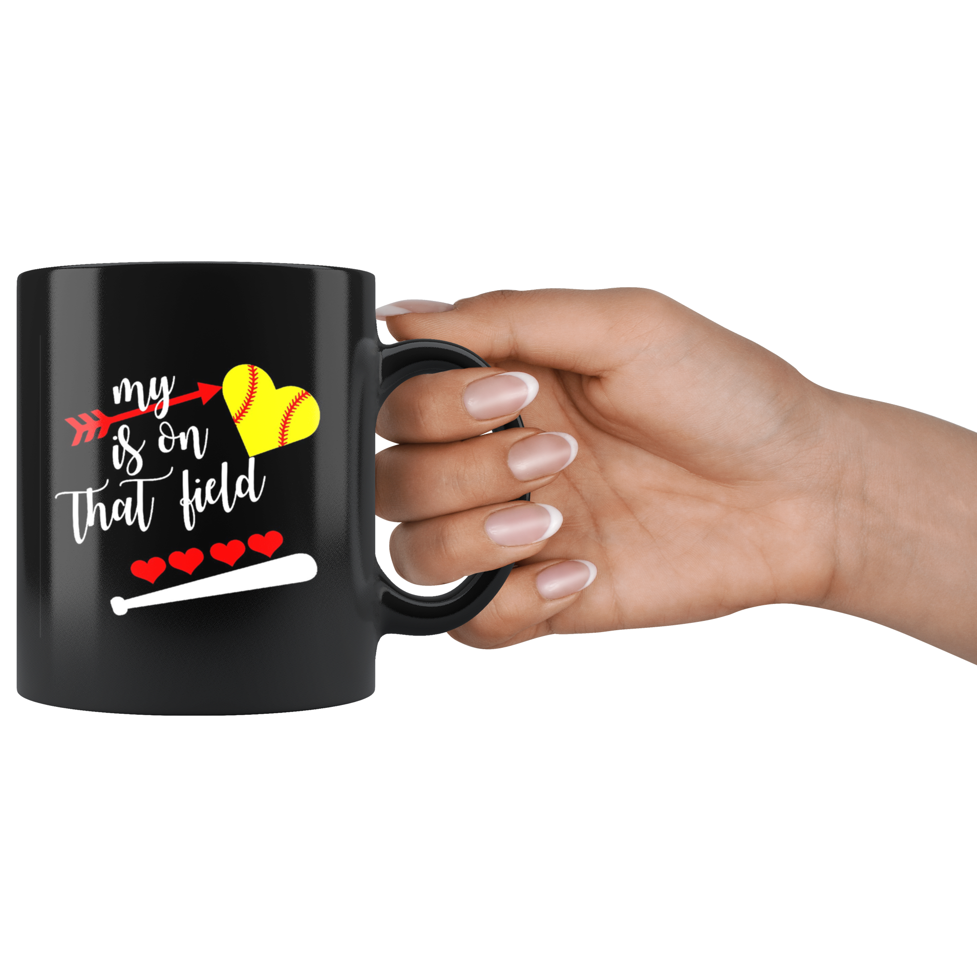 My Heart Is On That Field Softball Mug