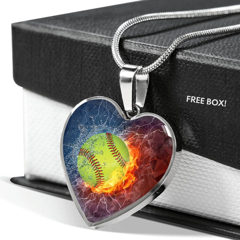 Softball Heart Necklace