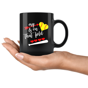 My Heart Is On That Field Softball Mug
