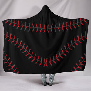 Black Baseball Hooded Blanket
