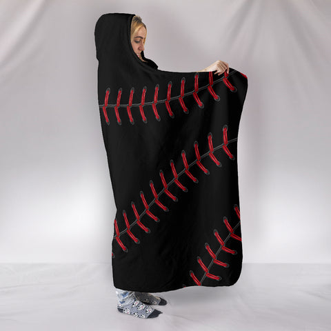 Black Baseball Hooded Blanket