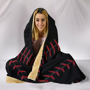 Black Baseball Hooded Blanket