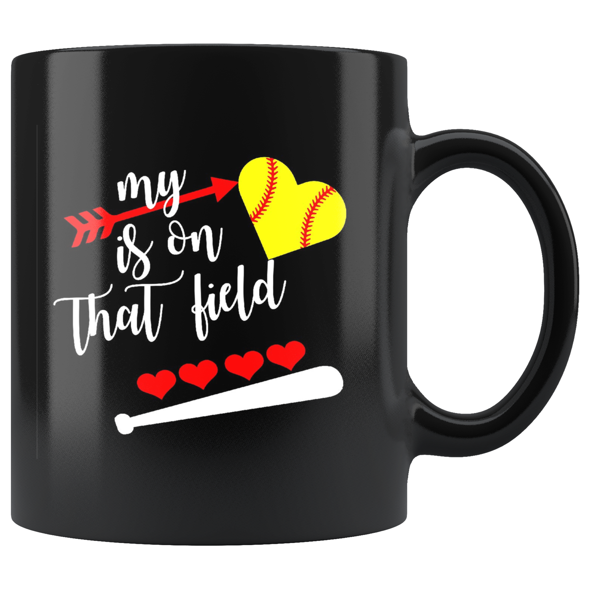 My Heart Is On That Field Softball Mug